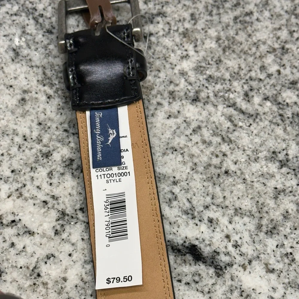 Tommy‎ Bahama Men's Black Leather Belt Size Large 38-40 Dress Casual